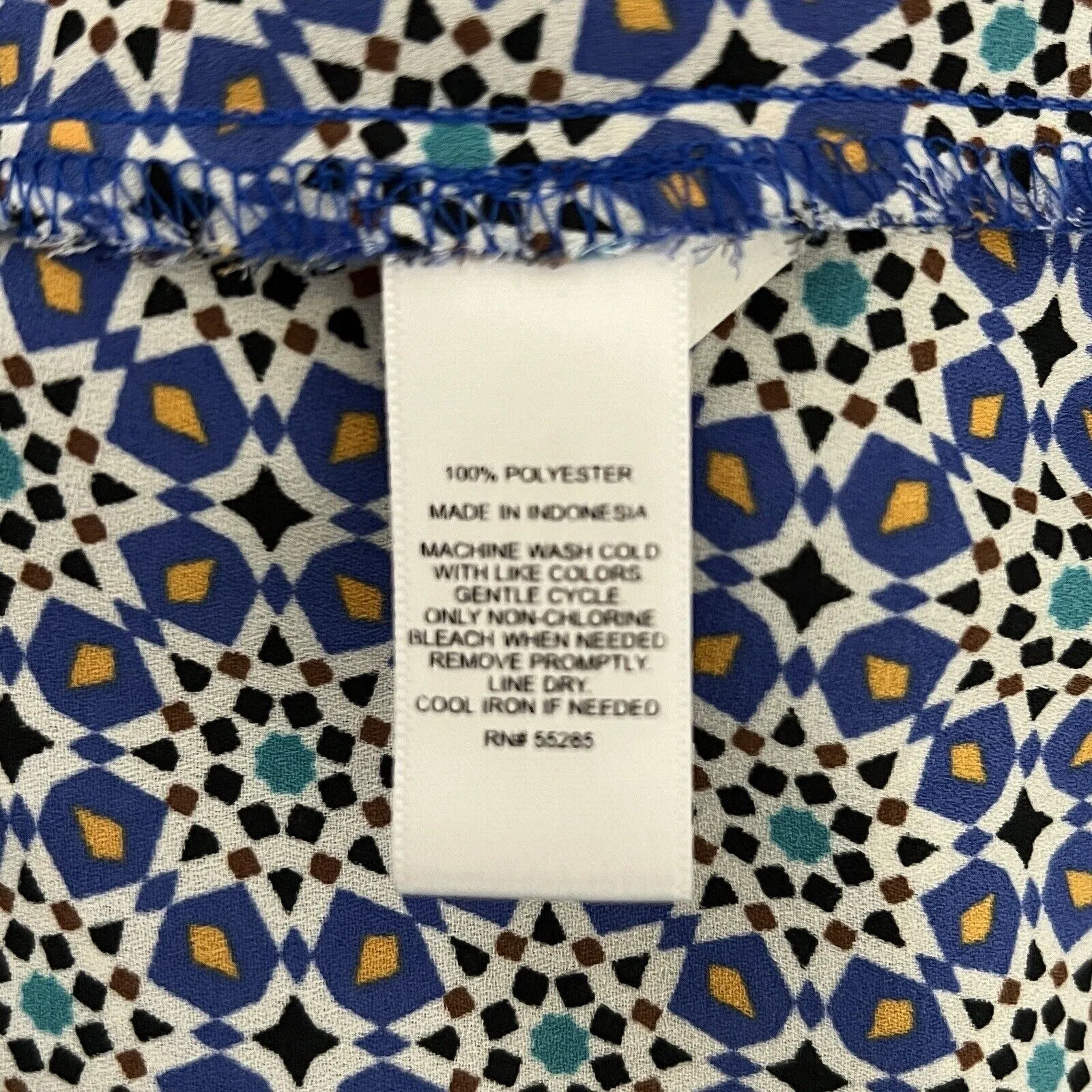 Express Shirt Womens Small Blue Multi Geometric Portofino Chiffon Casual‎ Career - Image 8