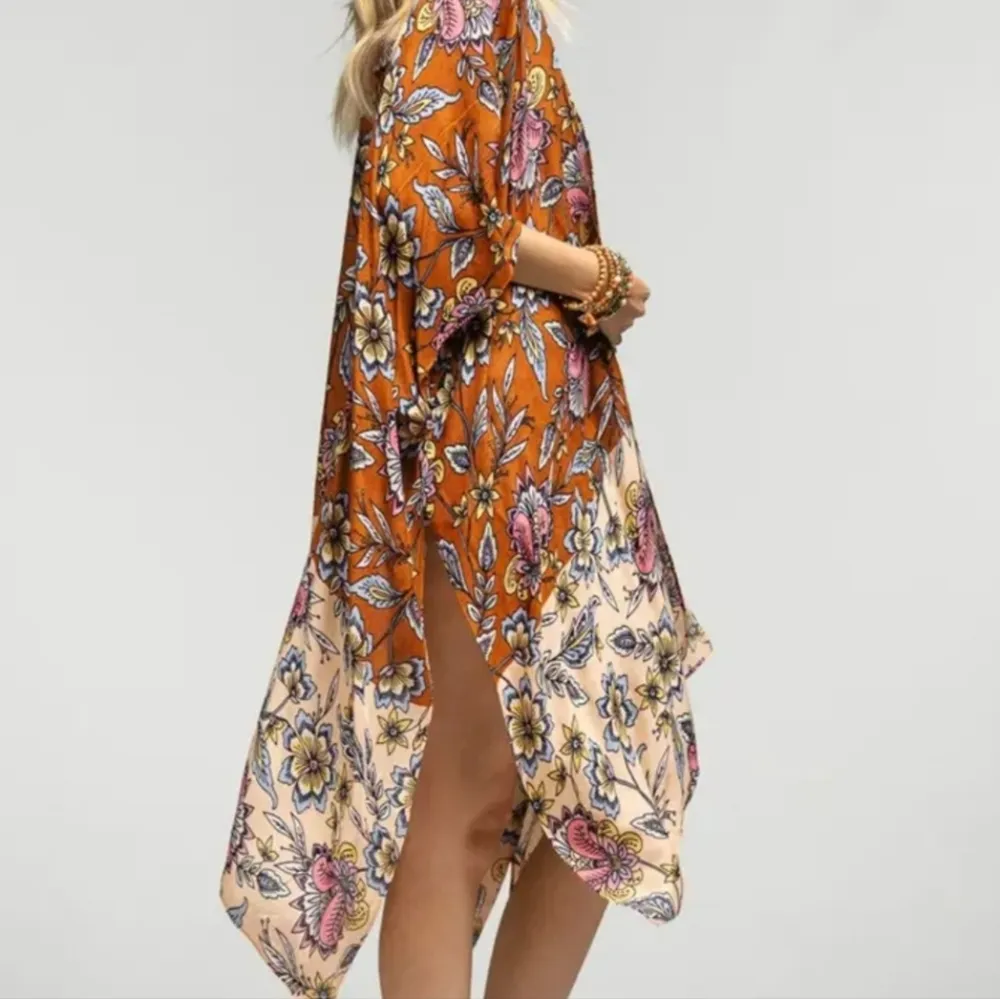Floral Orange and Cream Swim Coverup Size undefined - Image 2