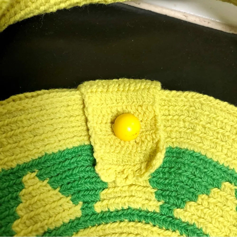 NEW WAYUU Handmade Tribe Round Woven Mini Bag Clutch Wristlet Sun Artisan Yellow - Image 3