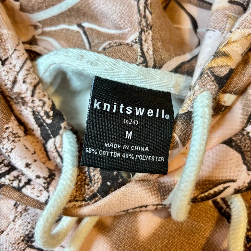 KNITSWELL Pink Brown Camo Leaves Branches Side Pocket Sweatshirt Hoodie W’s M Size M - Image 5