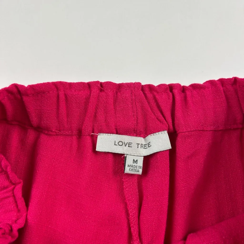 Love Tree Hot Pink Linen Blend Cargo Harem Pant M - Image 3