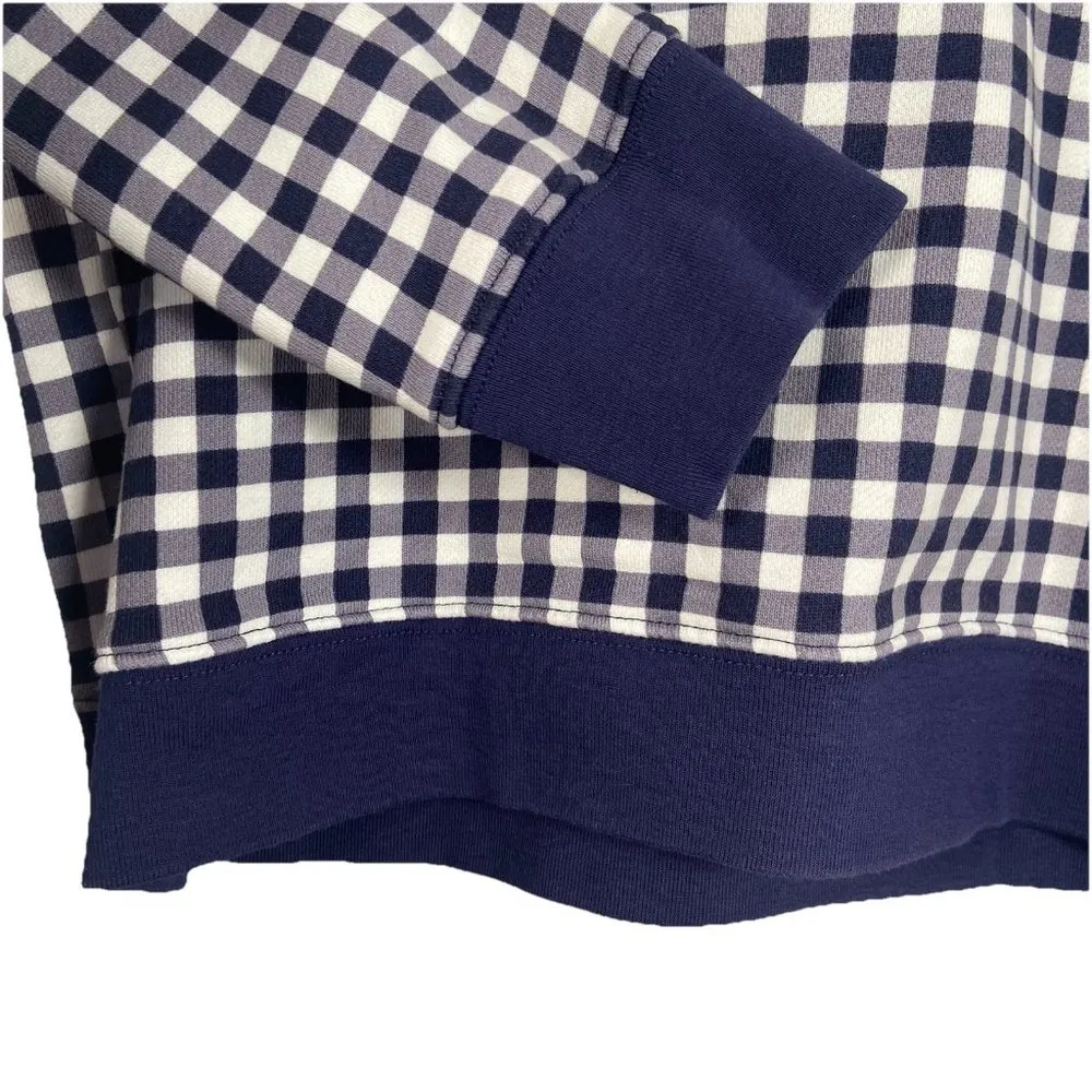 Draper James Natalie Sweatshirt Gingham Navy White Size M Checked Preppy Coastal - Image 5