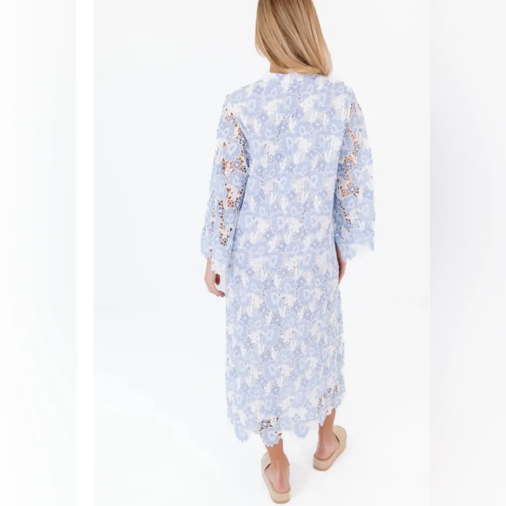 NWT NEW J.Marie The Maggie Lace Midi Dress Blue White Small - Image 4