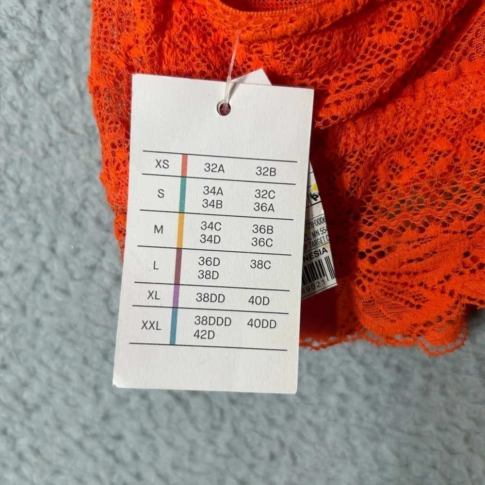 Auden Bralette Womens XS Orange High Apex Adjustable Unlined Lace Racerback NEW‎ - Image 6