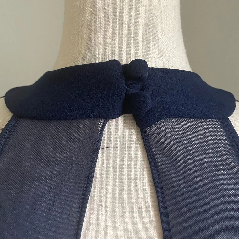 B‎ Darlin Fit & Flare Halter Mini Dress sz 1/2 Navy Blue Mesh Cutout Party Dress - Image 10