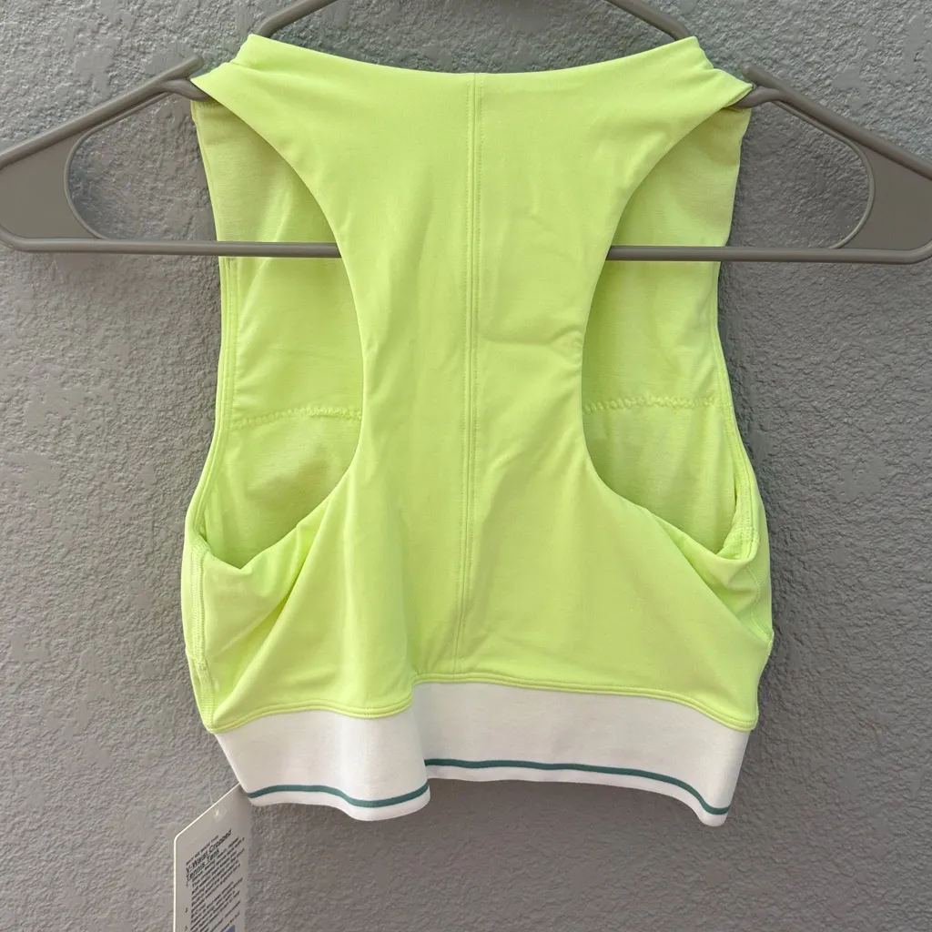 Lululemon V-Waist Tennis Crop Tank size 2 in faded zap, white and rip tide - Image 5