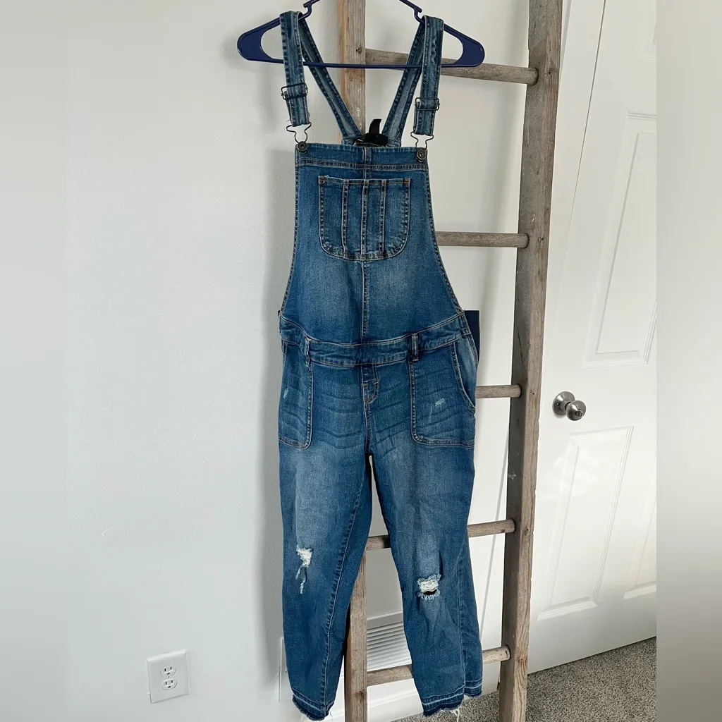 Indigo Blue  Maternity Side Panel Overalls- Size Large - Image 5