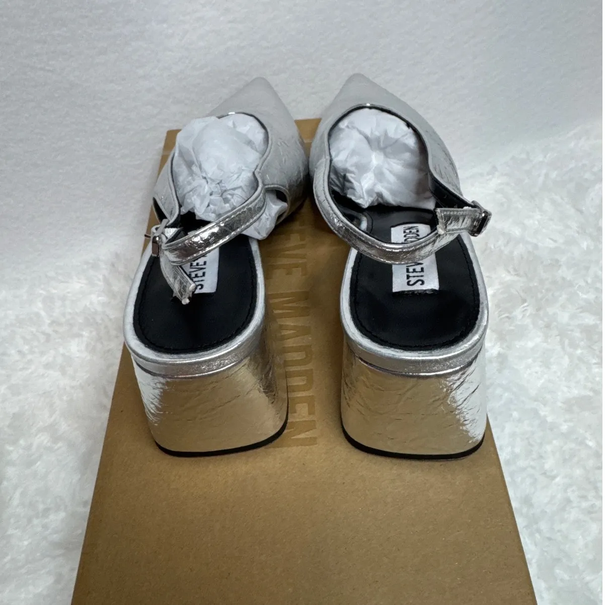 NWT Steve Madden Faryn Slingback Pumps silver size 6.5 - Image 8