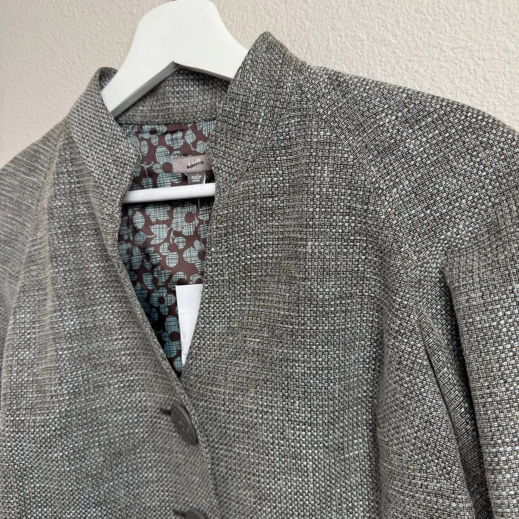 J Jill Linen Blend Cropped Blazer Jacket Size XXS can fit Small New With Tags Gray - Image 2
