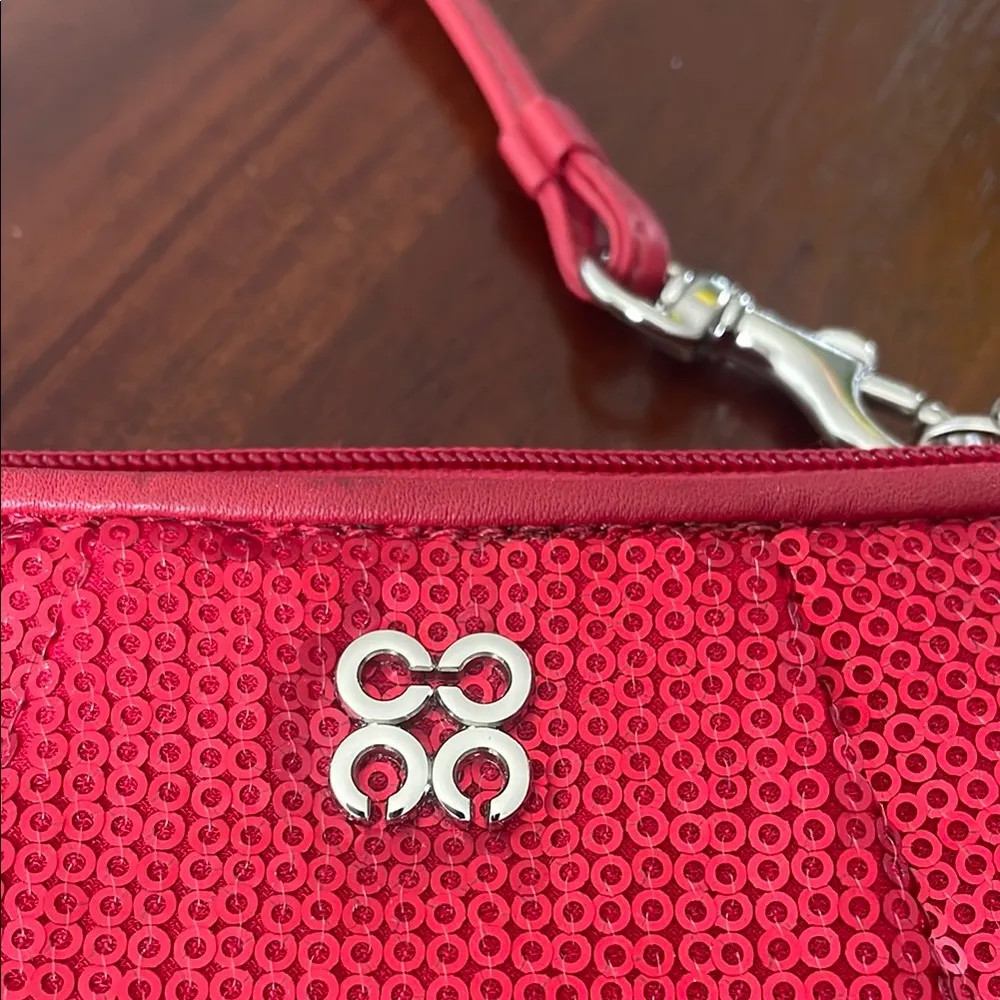 Coach wristlet Red Sequin Silver universal pouch Bag New - Image 4