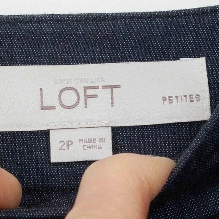 Ann Taylor LOFT Petite Chambray Pencil Skirt Size 2P Blue Professional Career - Image 5