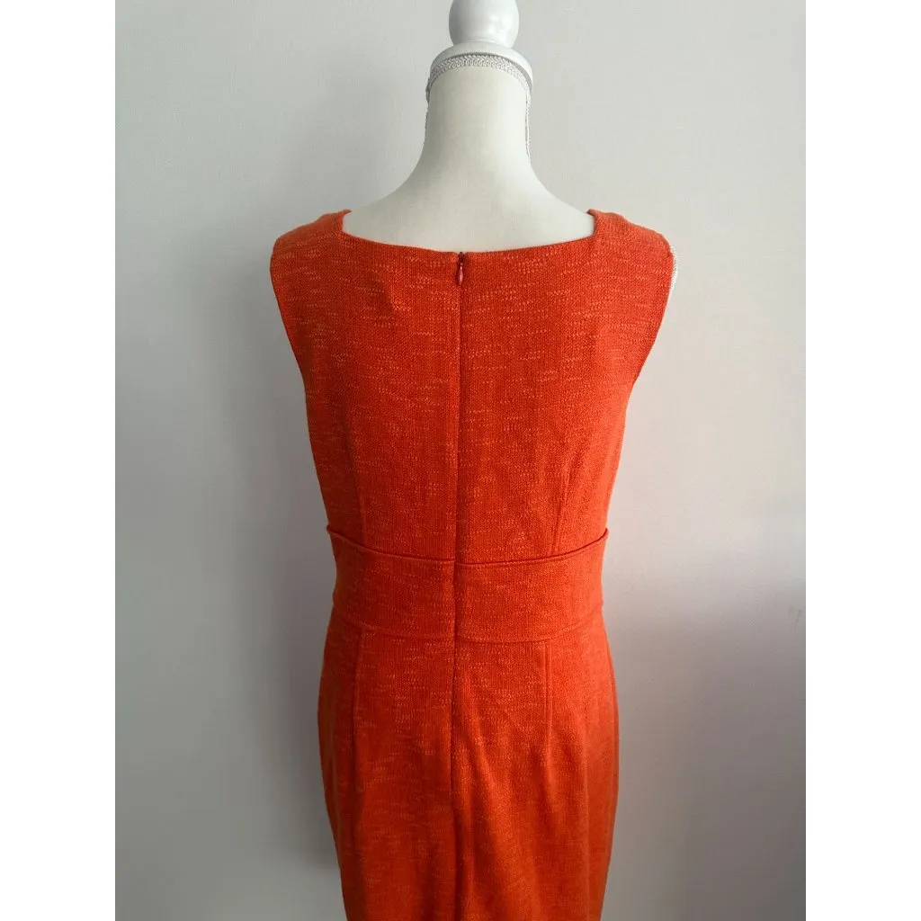 DAVID MEISTER Orange Gold Button Detail Pencil Dress Size 10 - Image 5