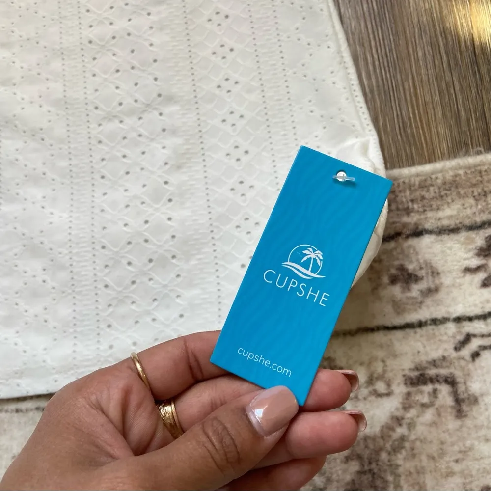 Cupshe White Eyelet Muscle Tee - Image 3