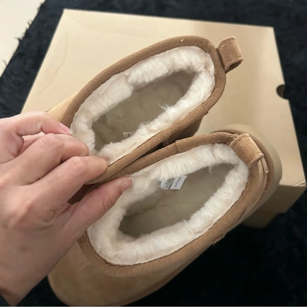 UGG chestnut suede wool platform heels ankle boots booties shoes sz 8 new - Image 7