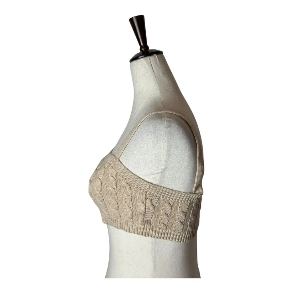 Revolve 525 Tank Top Women XS Beige Tan Oat Cable Knit Tiny Tank‎ Cropped Sexy - Image 5