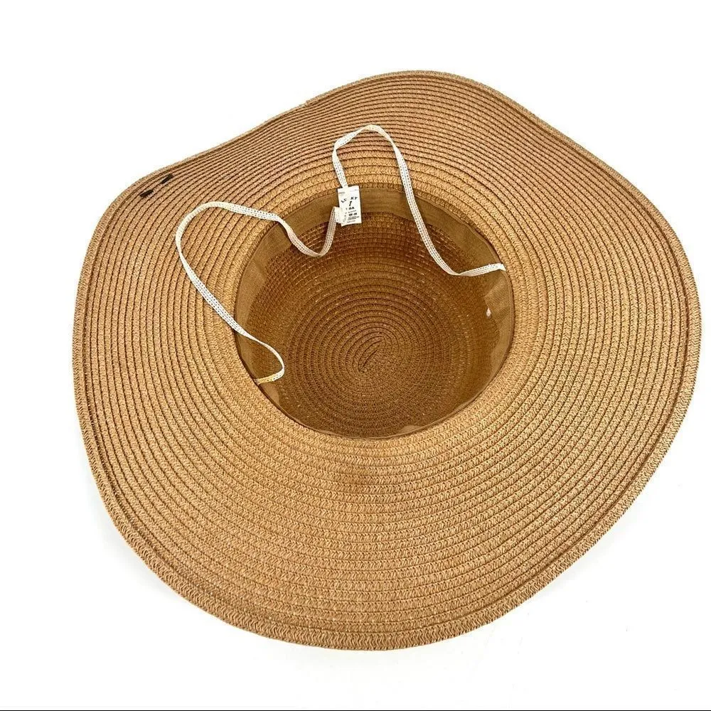 Lucky 7 Straw‎ Paper Large brim Sun Beach Hat Tan - Image 5