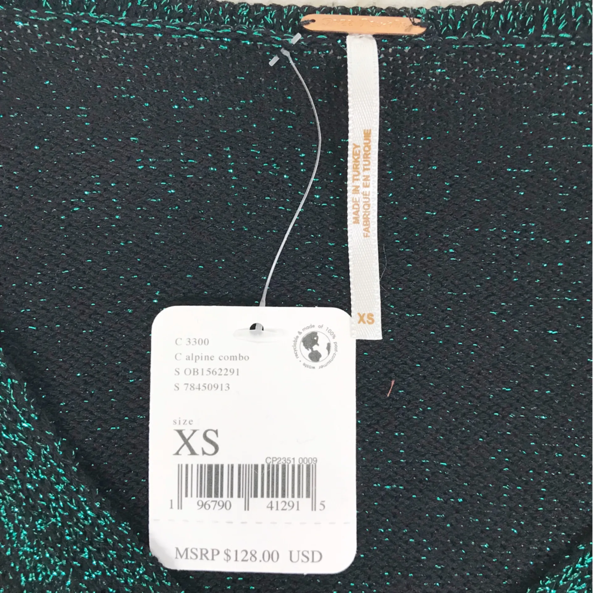 FREE PEOPLE Emmaline Metallic Green Cardigan Long Sleeve‎ Goth Dark Romantic XS - Image 7