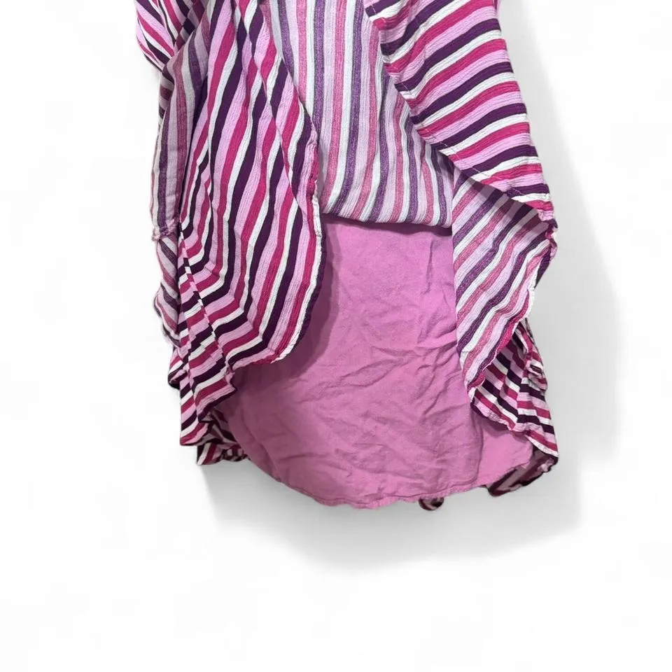 KORI America Striped Ruffle Hem Dress L Multicolor Boho Y2K Sleeveless Sundress - Image 4