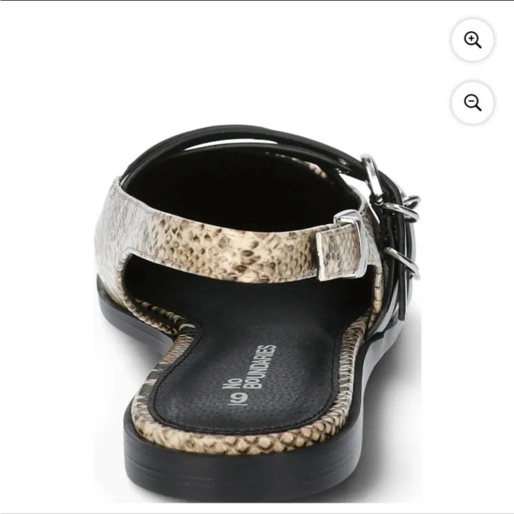 No Boundaries Snakeskin Strappy Moto Flats - Image 7
