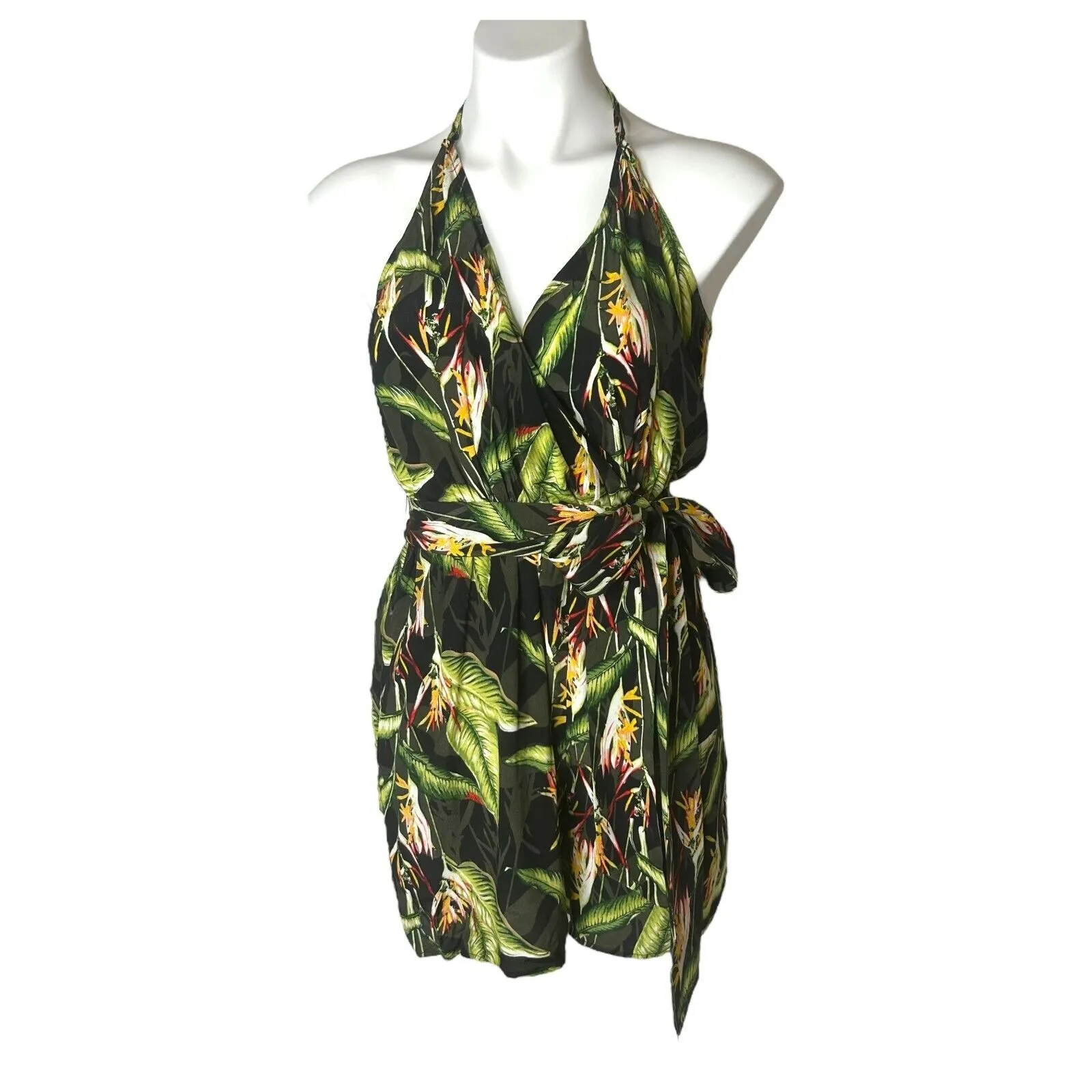 BCBGMAXAZRIA Romper‎ Black Birds of Paradise Tropical Women's Size S ($198) - Image 5