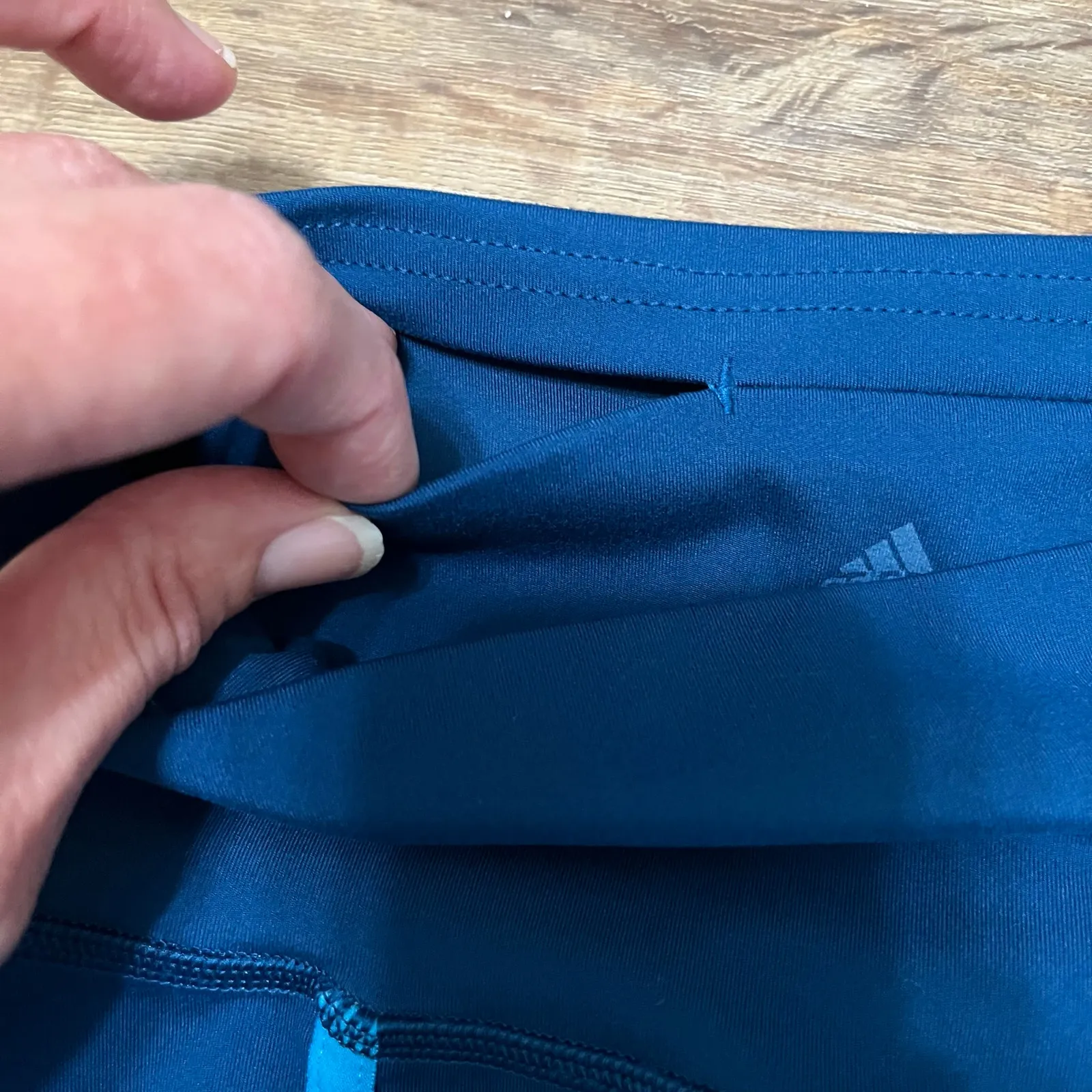 Adidas Women's 7/8 Leggings Blue Stripe High Waisted Size XS - Image 6