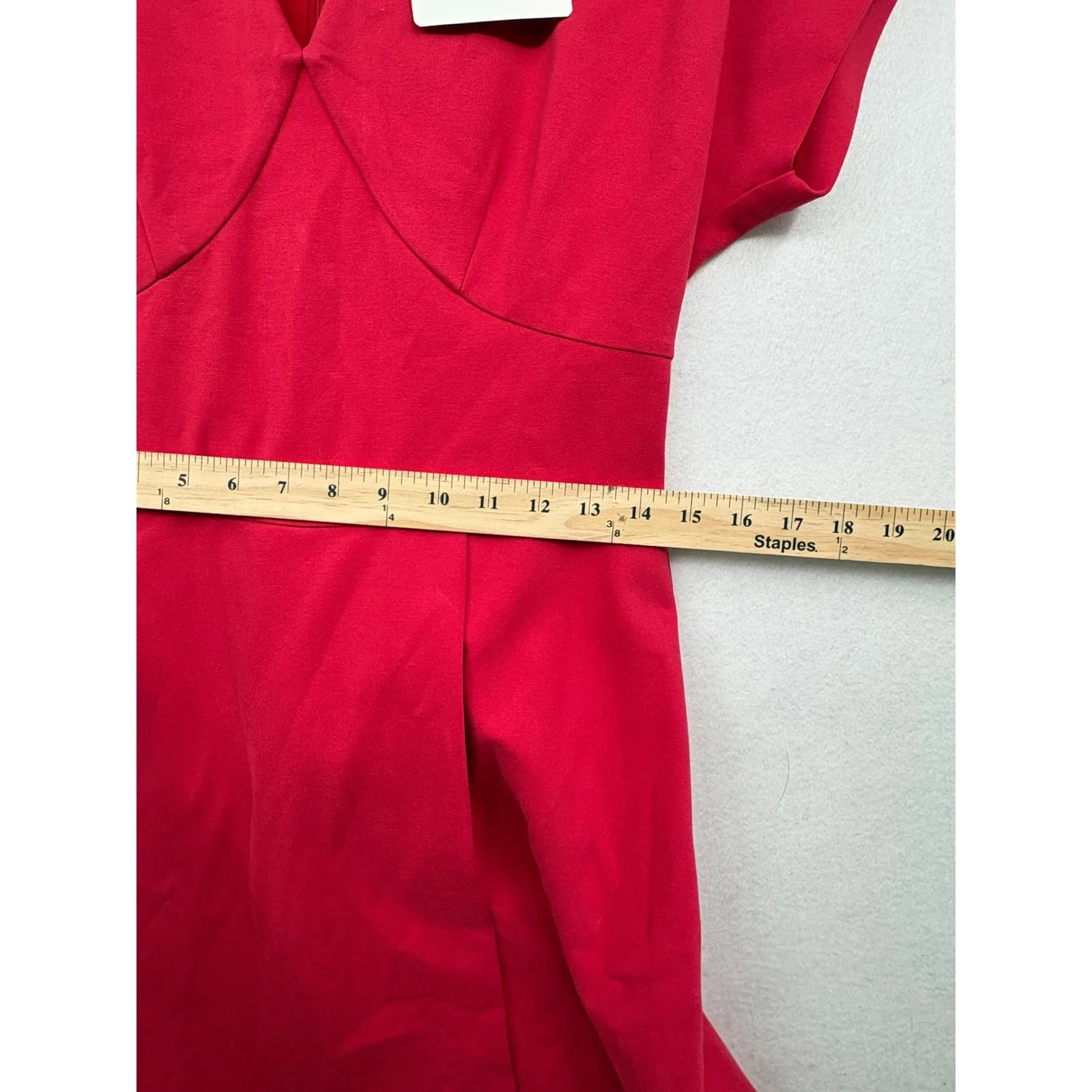 Brooks Brothers Red Ponte Knit SS Faux Wrap Dress Size S no belt - Image 5