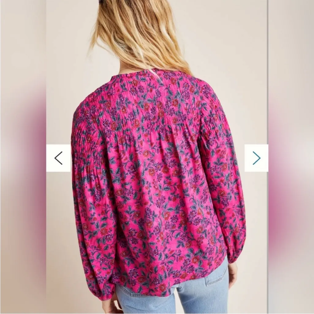Anthropologie Maeve Calais Long Sleeve Floral Peasant Blouse Top in Size XS - Image 2