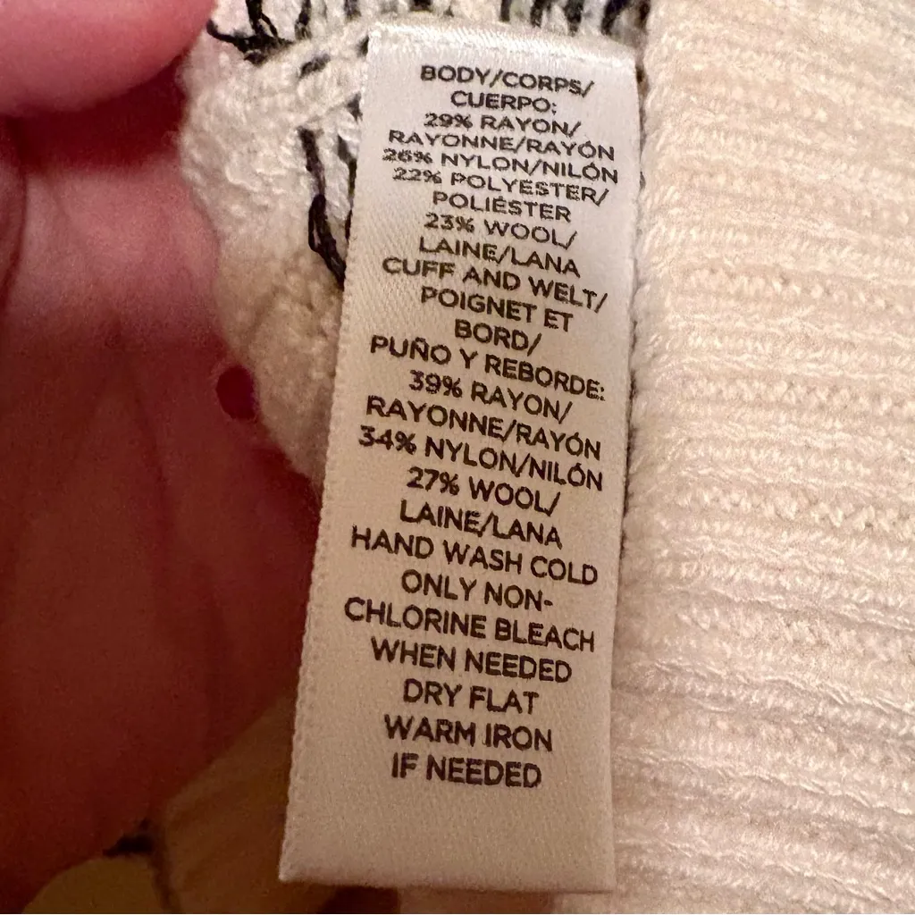 Loft  Black and White Patterned Sweater - Image 8