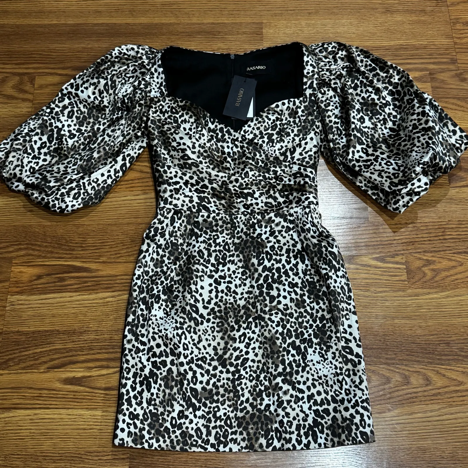 RASARIO Retro Puff Sleeve leopard print Party Mini Dress IT 40 ( US 4) Brown - Image 15