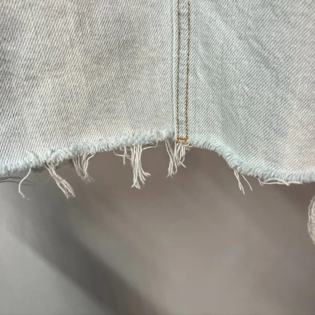 Velvet Heart Denim Kayla High‎ Waist Mini Skirt Womens 30 Raw Hem Skater Punk - Image 4