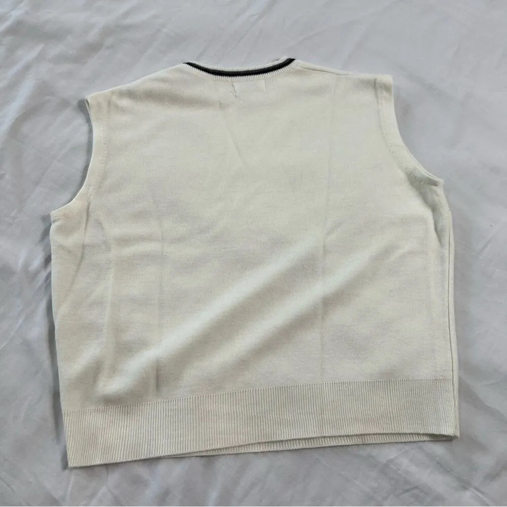 Penny's Women's Sweater Vest Crew Neck Cream Sleeveless 100% Arlon Acrylic White Size M - Image 5