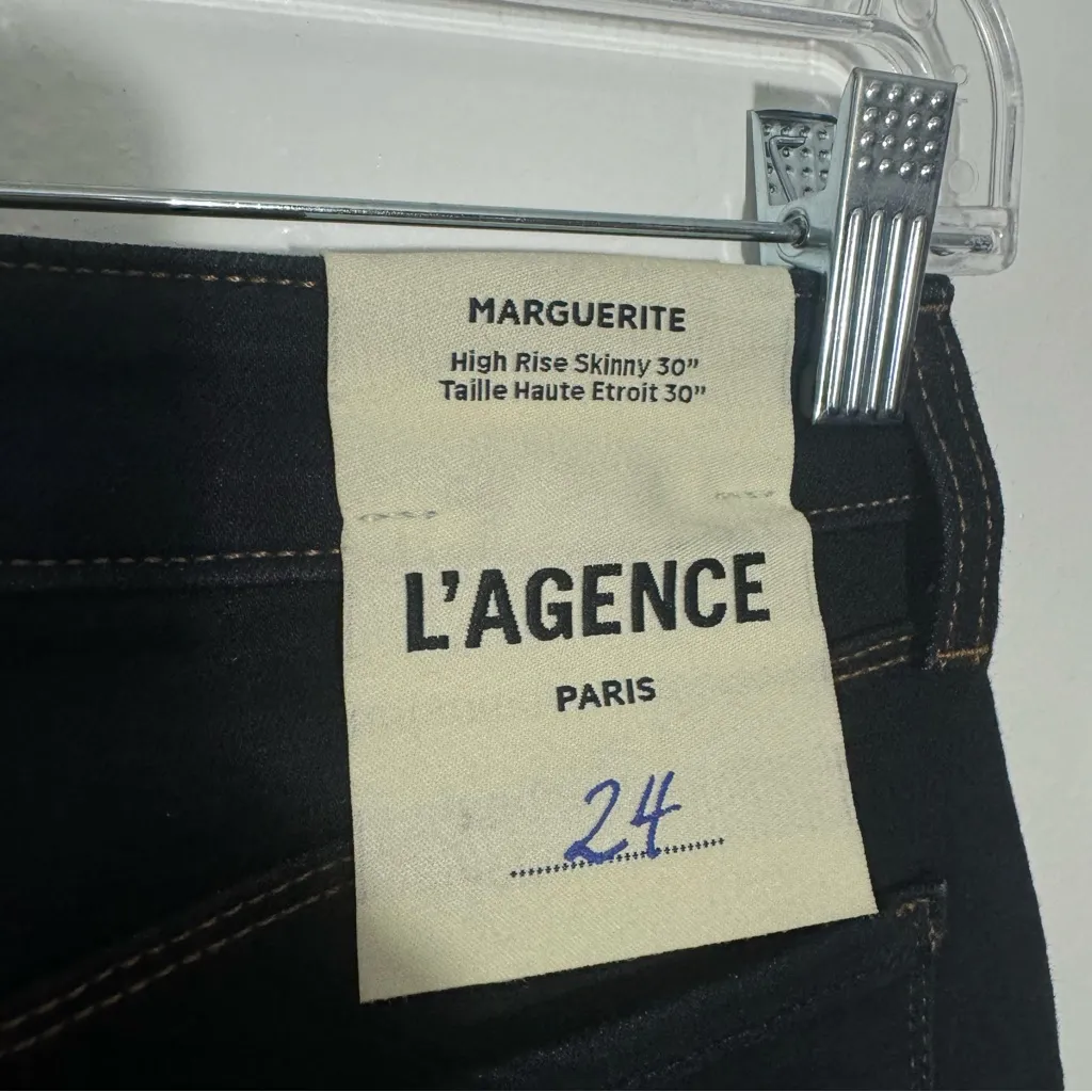 NWT L'agence Marguerite High Rise Skinny Jeans In Dark Blue Ink‎ Wash Size 24 - Image 5