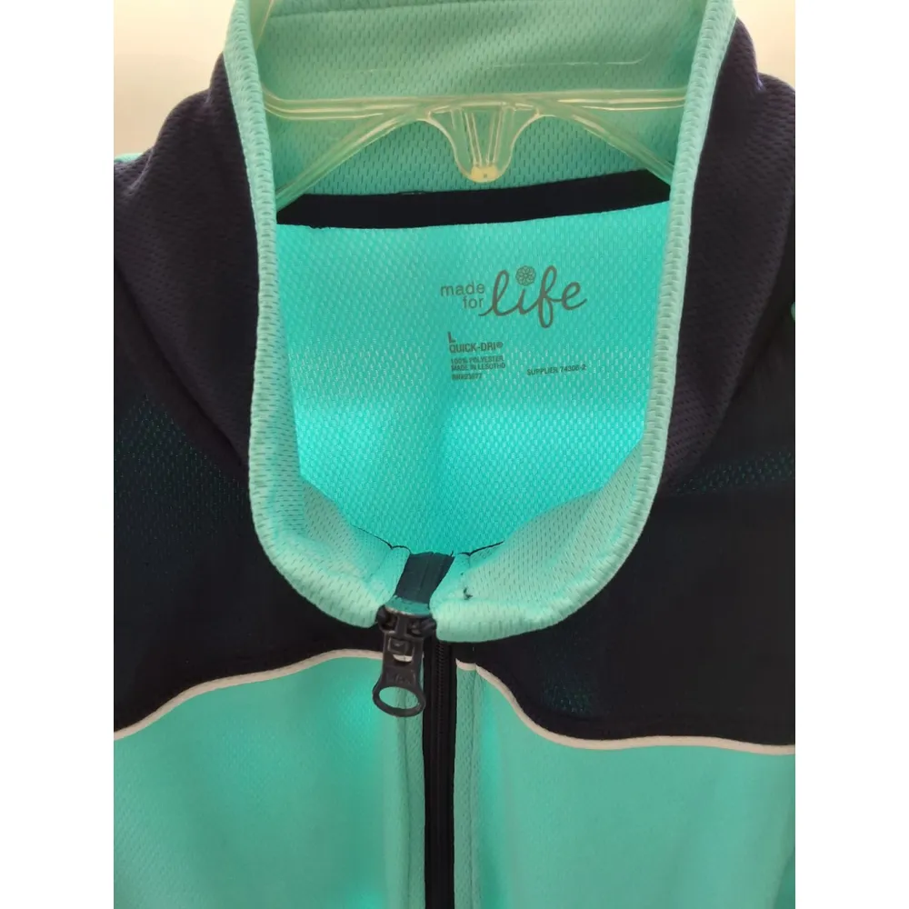 Made For Life Size L Womens Quick Dry Athletic Full Zip with Pockets Blue Jacket - Image 2