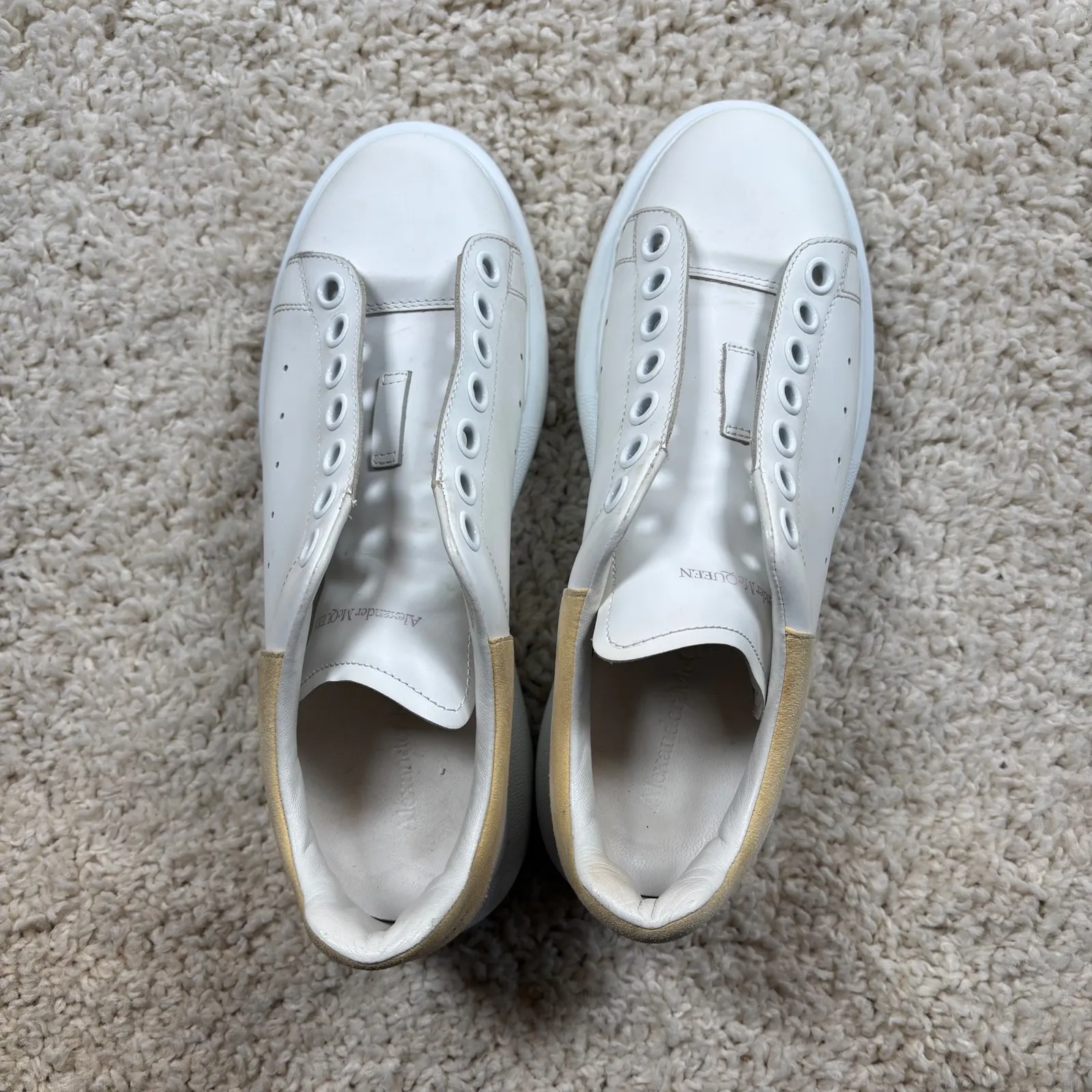 Alexander McQueen Oversized Sneakers White Gold Suede Accents Women Size 39 - Image 8
