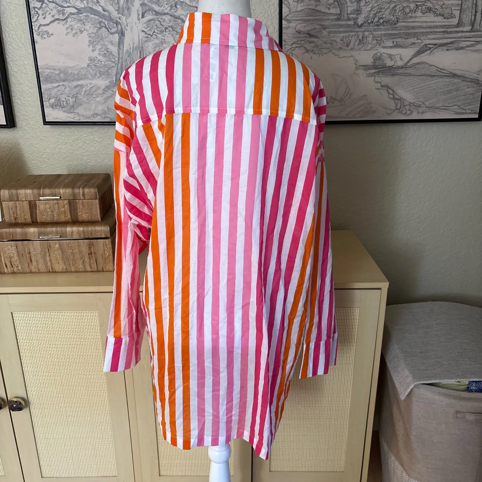 BEACH RIOT NWOT Alexa Top In Sunset Stripes Size Large / XL Cotton Oversized - Image 6