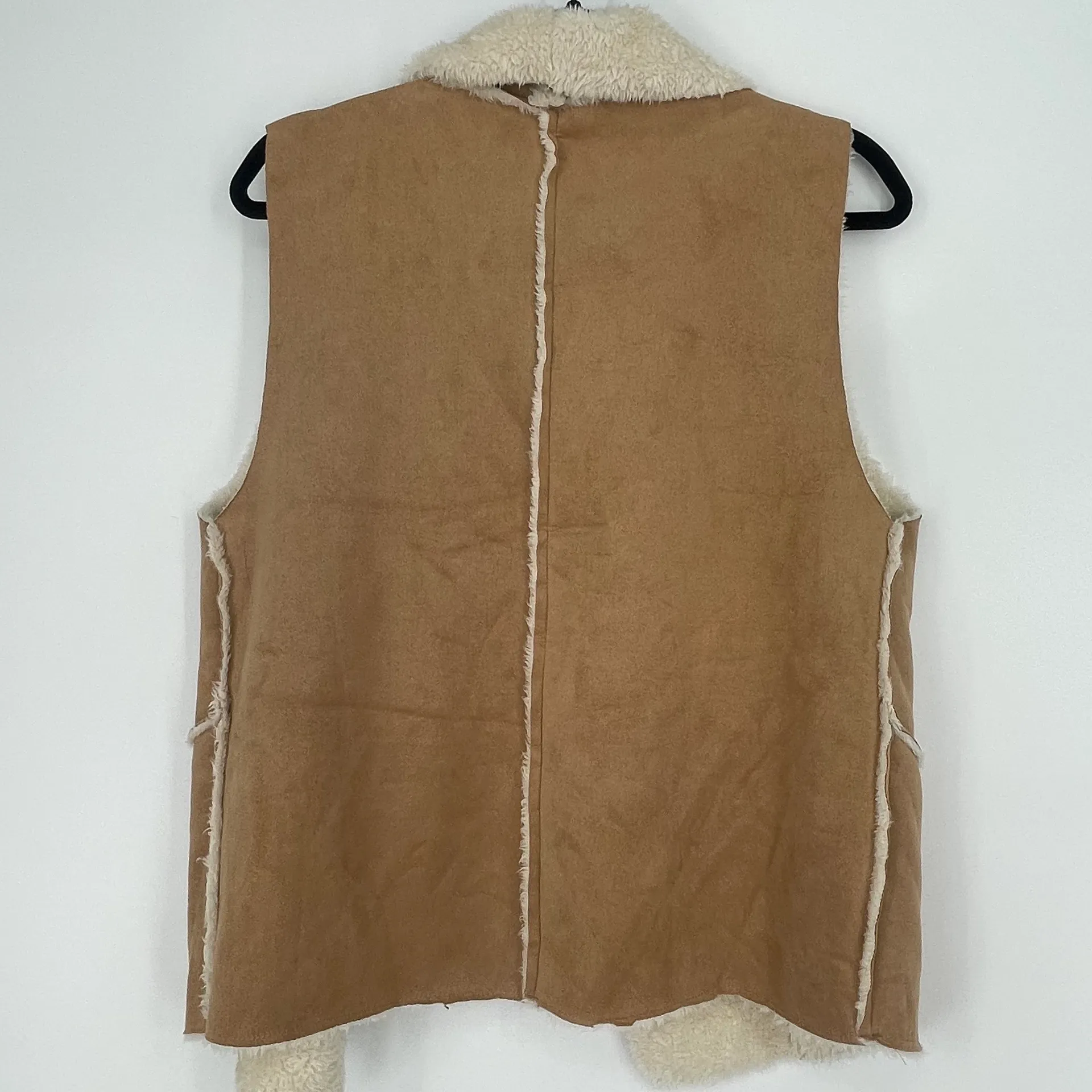 Mystree Womens Open Front‎ Faux Suede & Fur Southwestern Sleeveless Vest Medium - Image 4