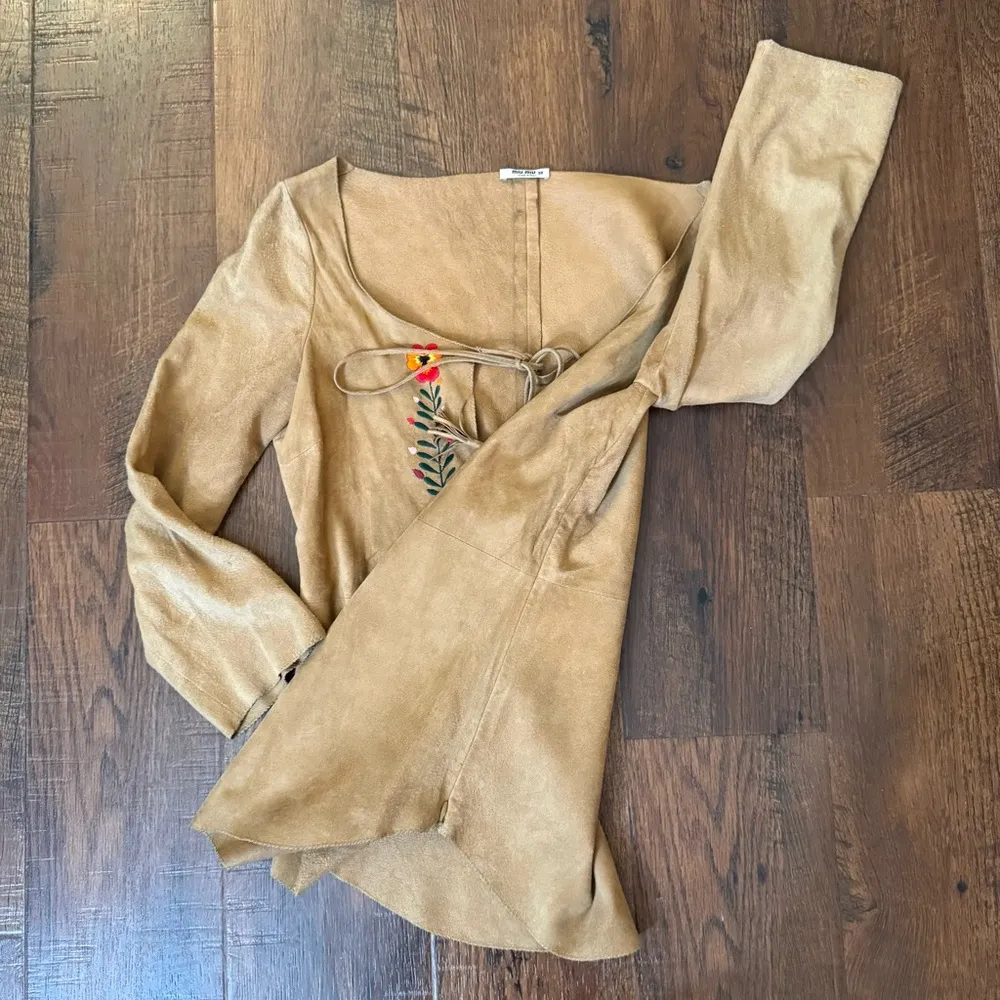PRADA rare suede boho top, made in Italy, size 38 - Image 7