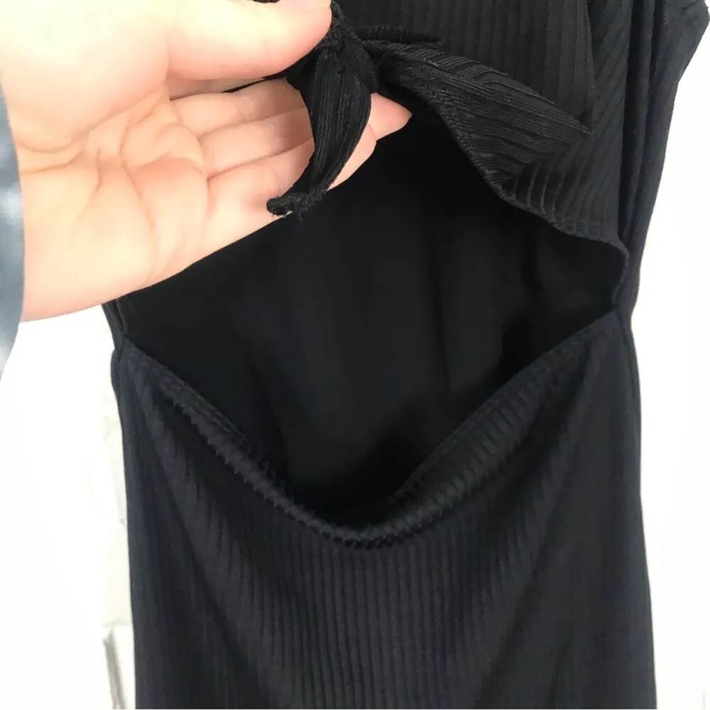 NWT Victoria’s Secret Black Ribbed Front Cut Out Knot Tank Dress - Image 8