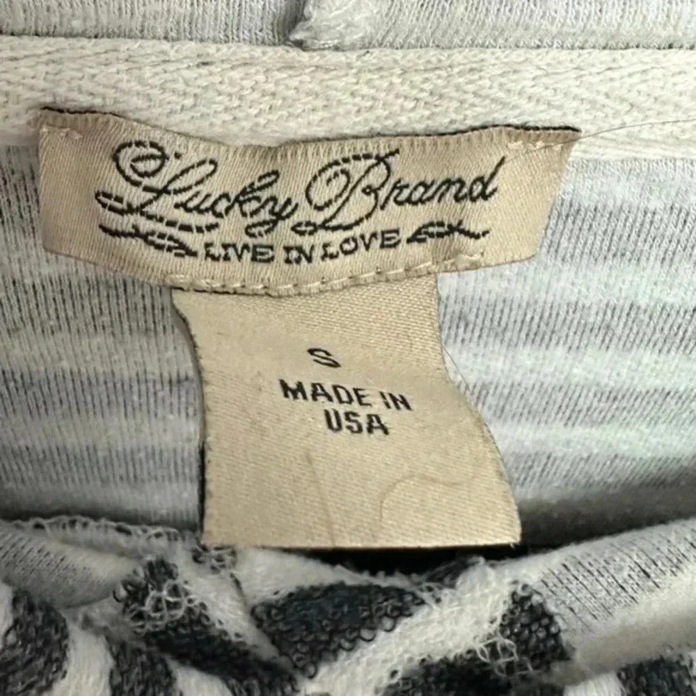Lucky Brand Funnel Neck Cloud Jersey Pullover Grey Stripes Lightweight Size S - Image 3