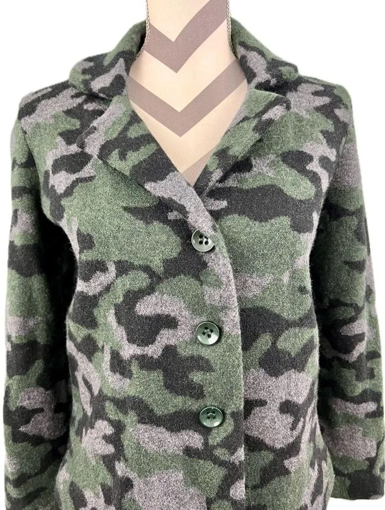 Anthropologie Field Flower Camo Wool Sweater Coat - Size S - Image 3