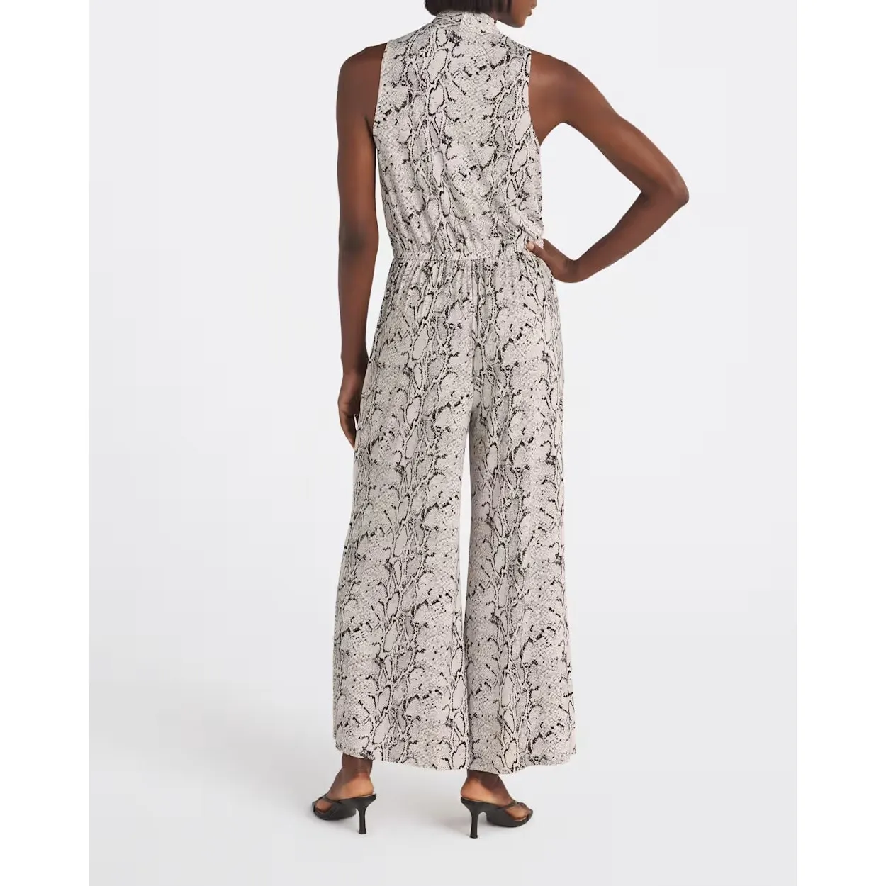 Beacon Amara Knit Jumpsuit Size L Snakeskin Print Black Size L - Image 3