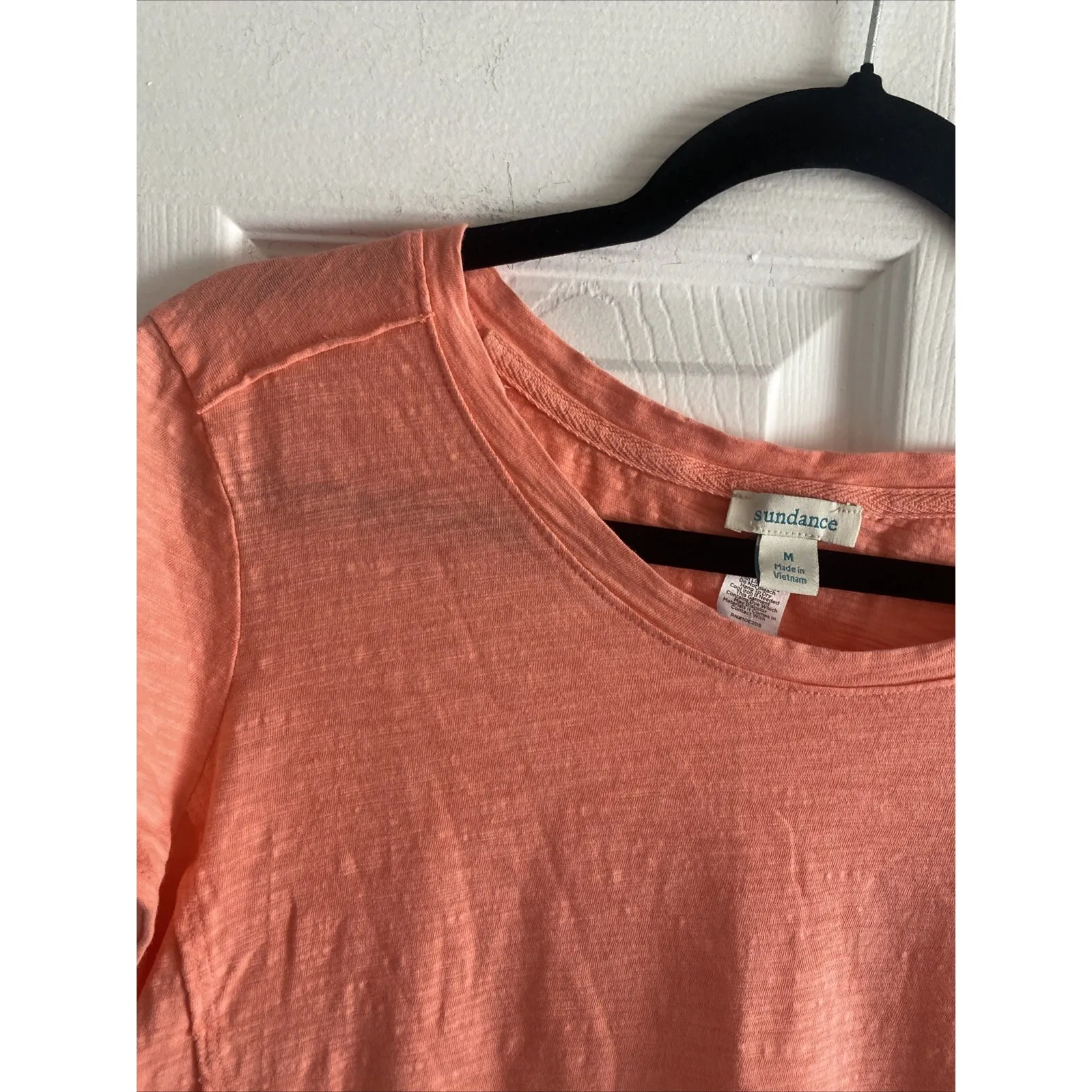 Sundance Women's Medium Coral Pink Round Neck Cotton Blouse Clean Girl‎ Cottage Orange - Image 2