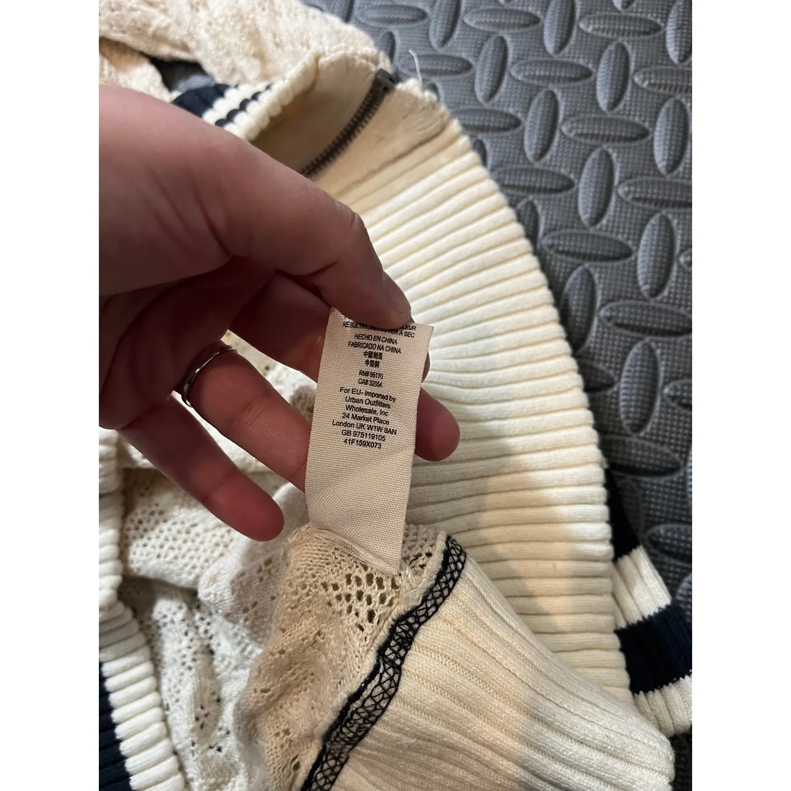 Free People XS Ivory Crochet Bomber Cardigan Lace Full Zip Knit Jacket - Image 6