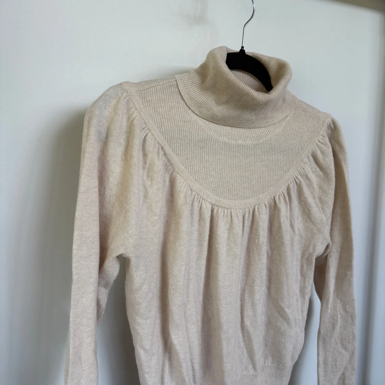 Madewell Cream Wool Blend Turtleneck Sweater Prairie Yoke Neck Minimalist XS - Image 2