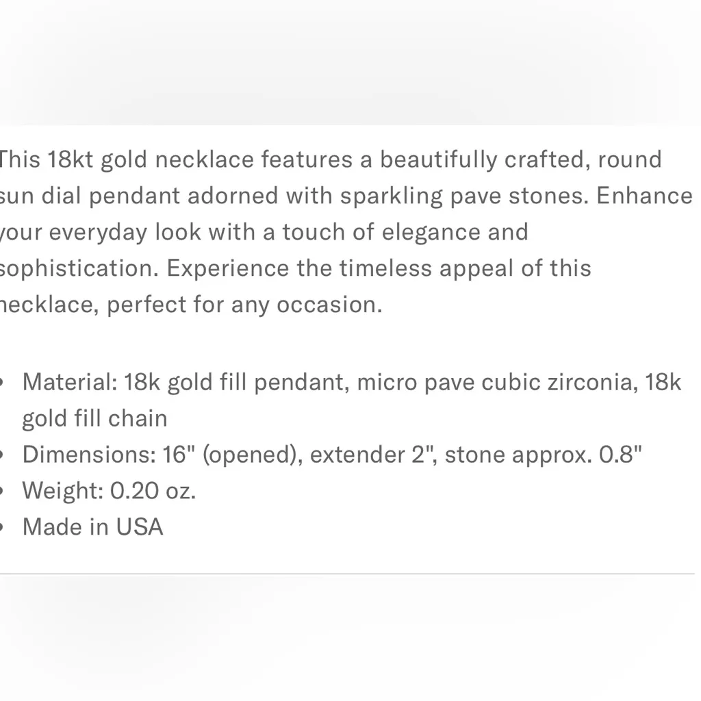 Karen Kane Gold Sundial  Necklace with pave stones. Adjustable clasp. NWT. - Image 5