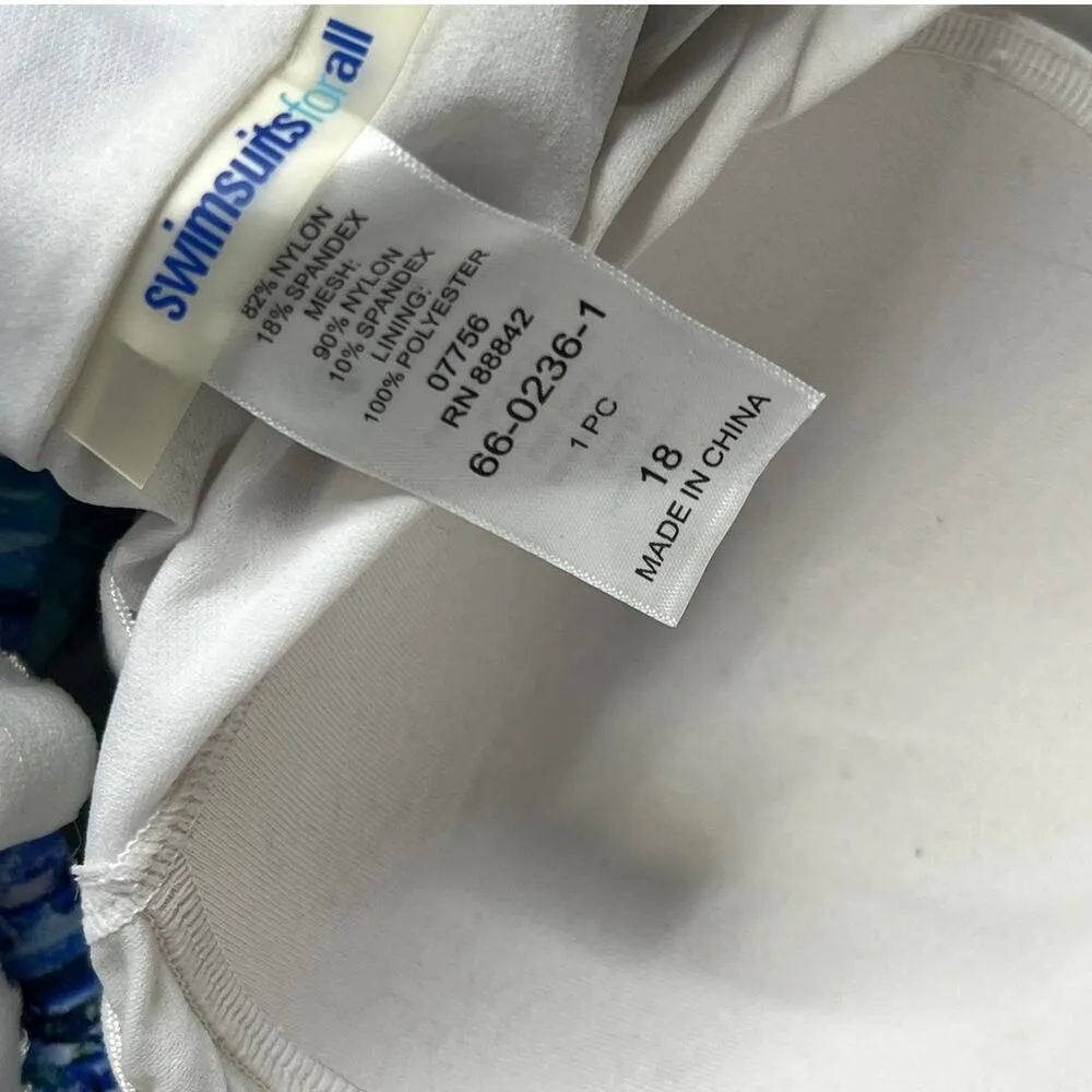 Swimsuits For All Blue One Piece Swimsuit Plus Size 18 - Image 3