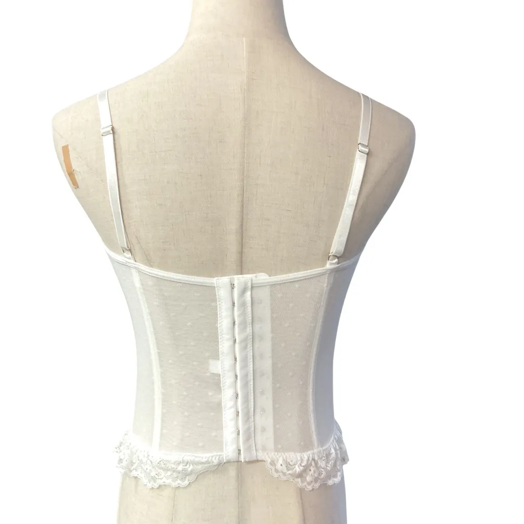 Women's Goth Sleeveless‎ Lace Up Cami Bow Lace Trim Punk Corset Top Sz L - Image 10