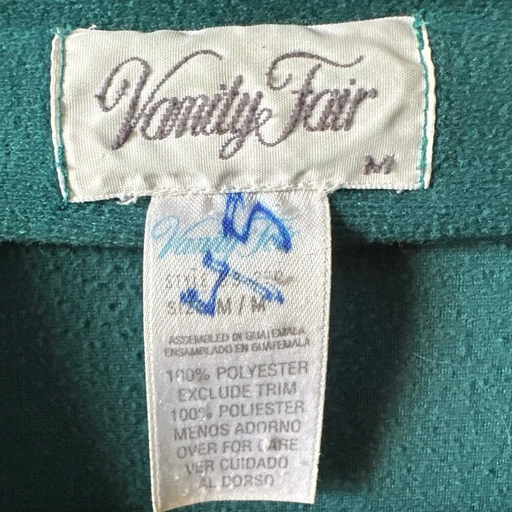 Vintage Vanity Fair Emerald Green Fleece Quilted Zip Robe Housecoat Medium - Image 6