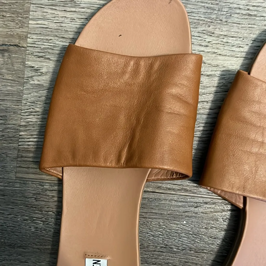 Steve Madden Kailey Women's Brown Leather Slip On Slides Sandals Sz 9.5 - Image 7