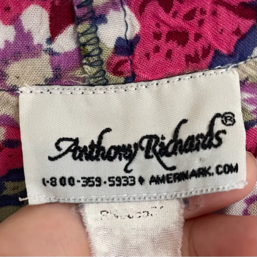 90s Vintage Floral Midi Dress Anthony Richards Pockets Full Button Cottagecore Purple Size XXL - Image 5